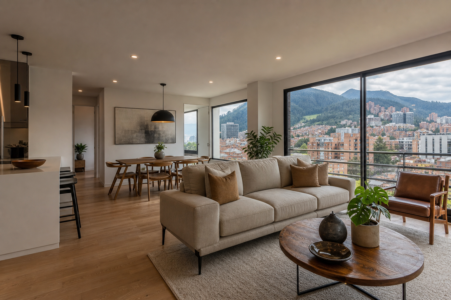 Apartamento urbano de tres habitaciones en el norte de Bogotá
